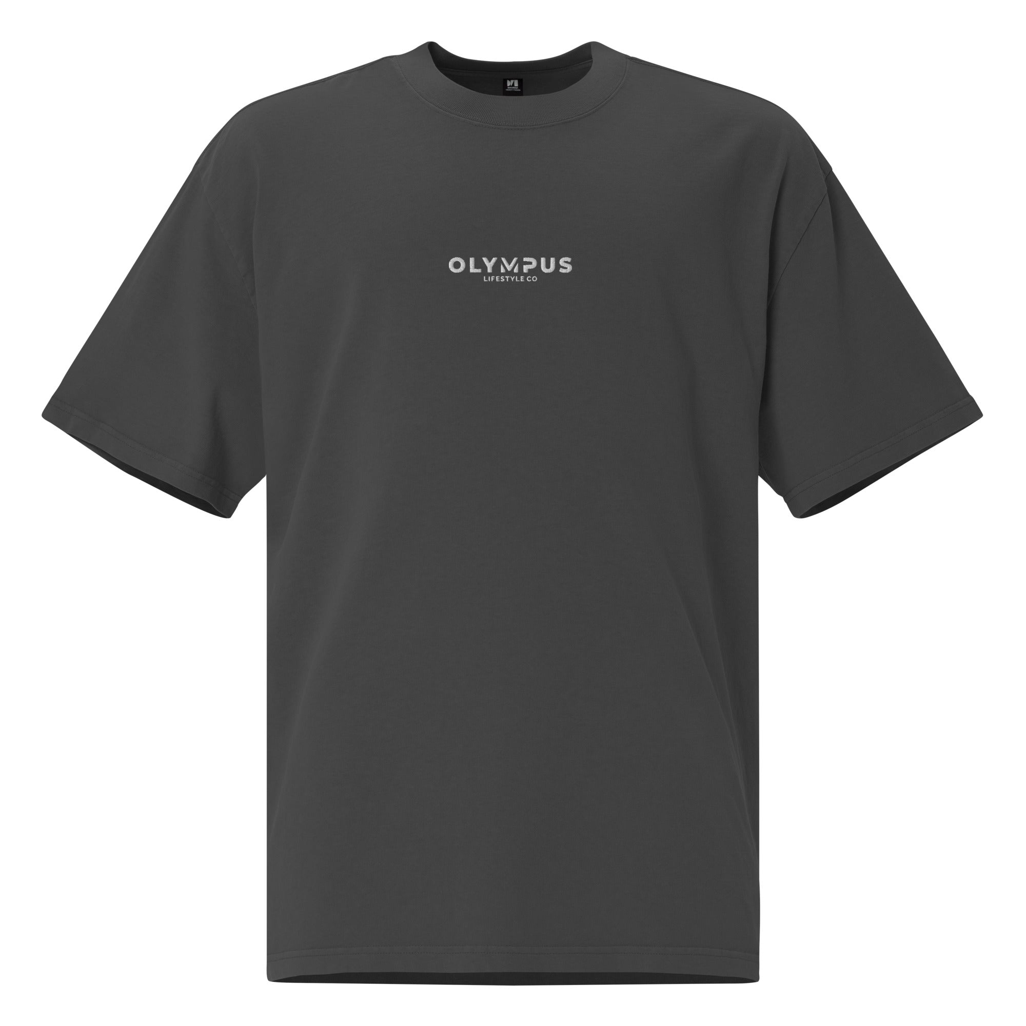 Olympus Men's Embroidered Oversized T-Shirt White Text Logo