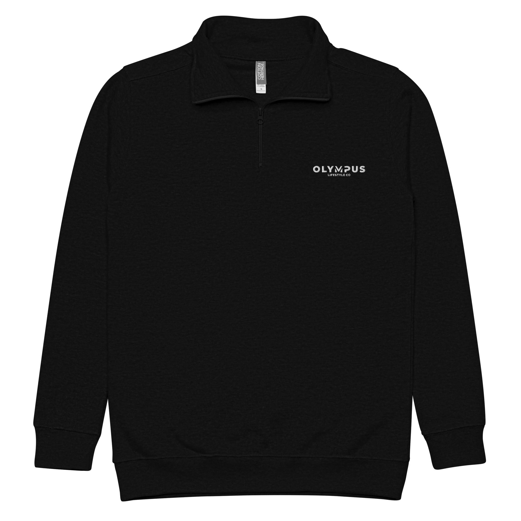 Olympus Men's Embroidered Fleece Pullover White Text Logo