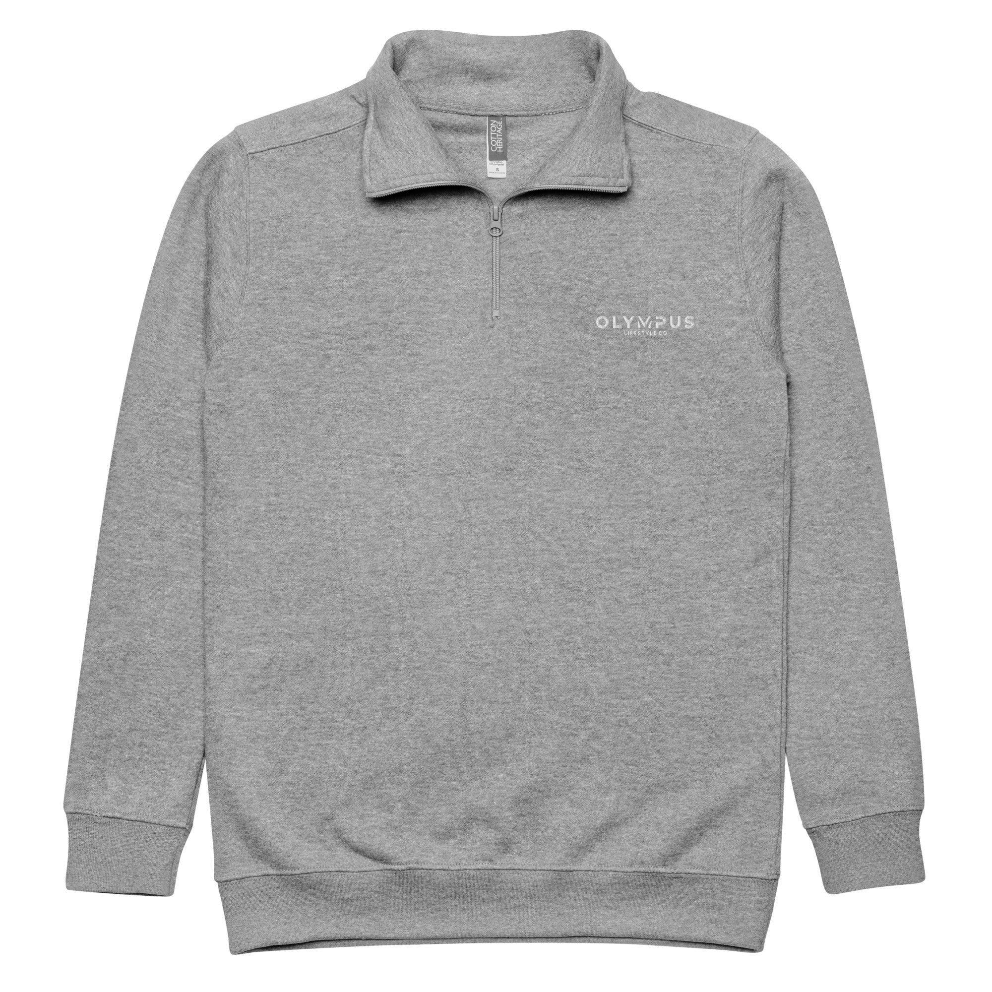 Olympus Men's Embroidered Fleece Pullover White Text Logo