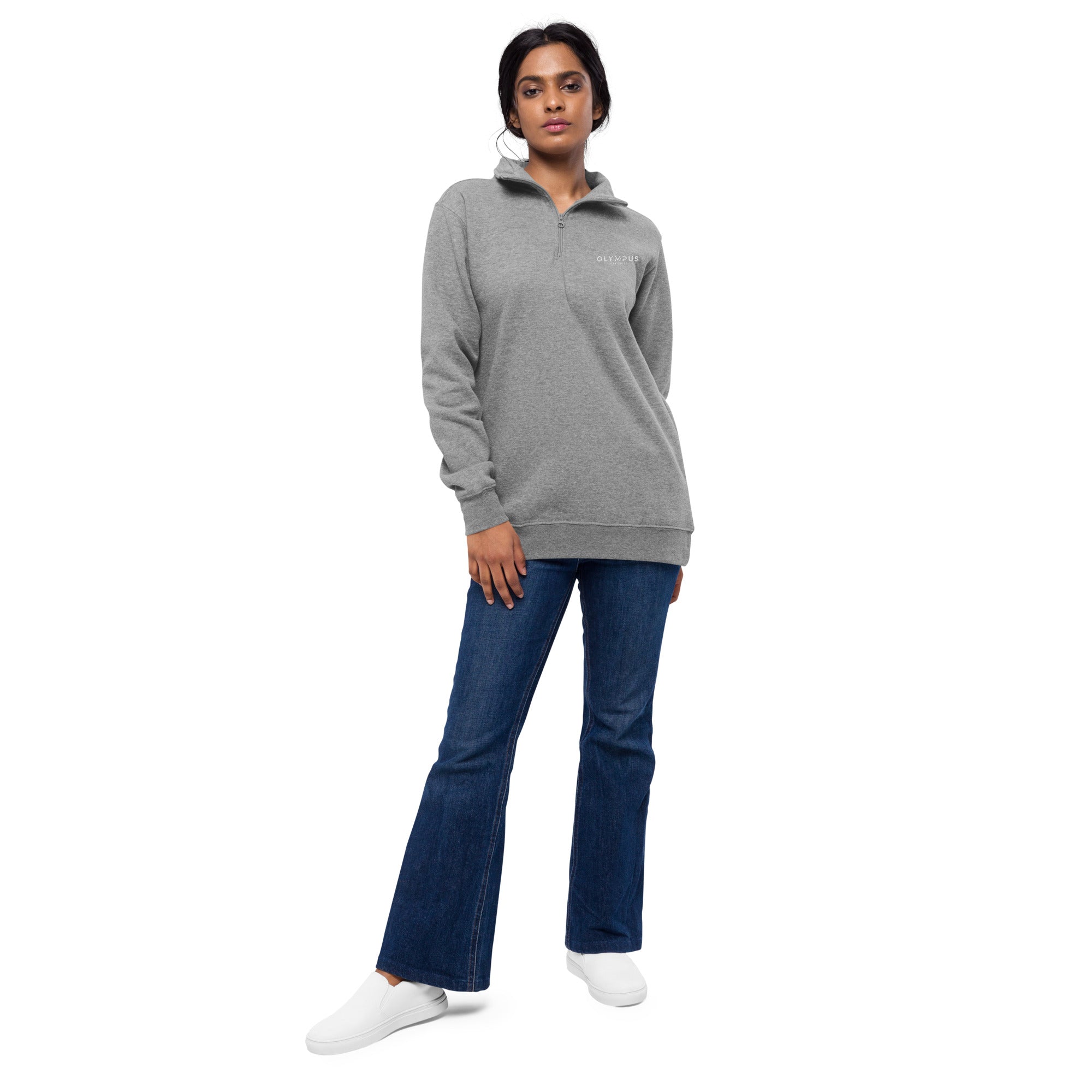 Olympus Women's Embroidered Fleece Pullover White Text Logo