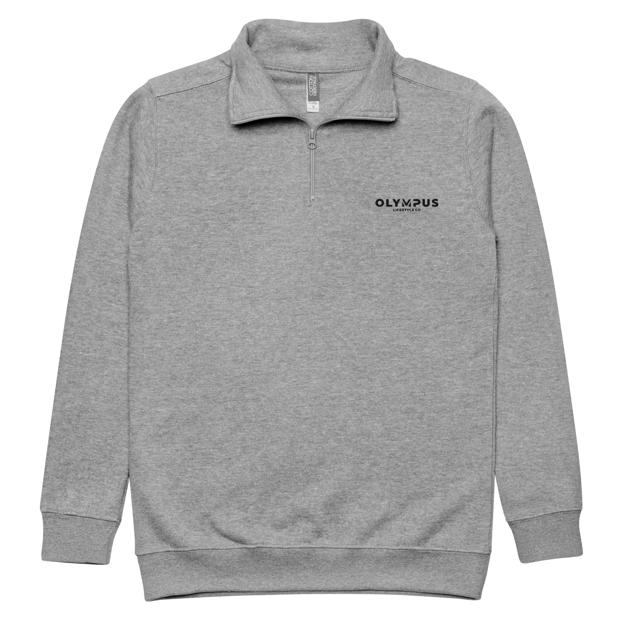 Olympus Men's Embroidered Fleece Pullover Black Text Logo