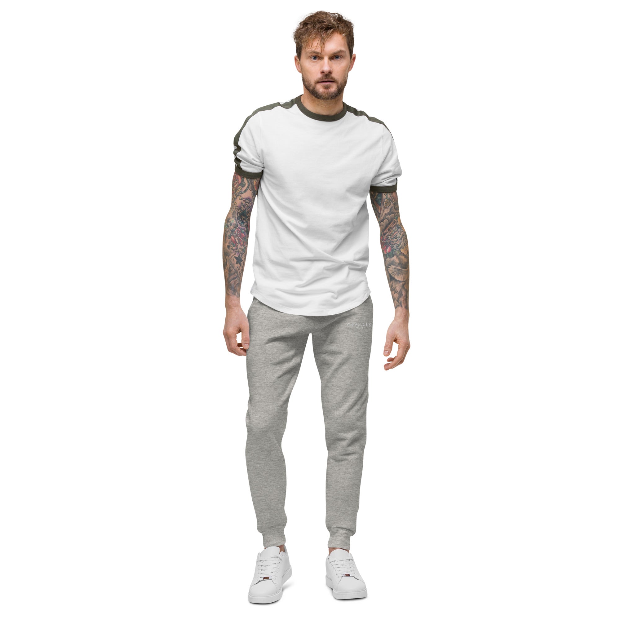 Olympus Men's Grey Fleece Sweatpants White Text Logo